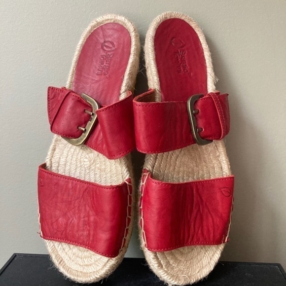 Sergio Tomani | Leather Two Strap Boho Buckle Platform Espadrille Sandals - Picture 2 of 8